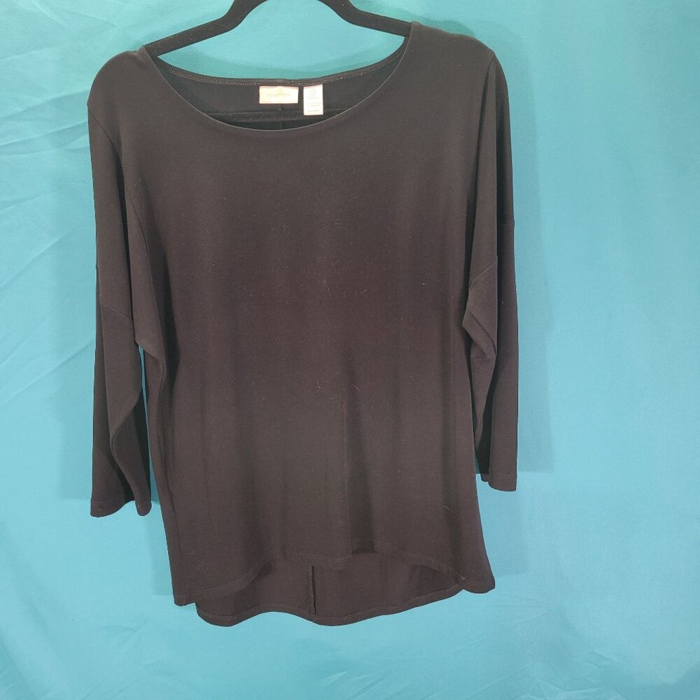 Chicos Womens Black Long Sleeve Top Size 0
